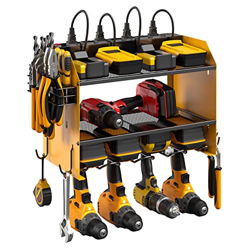 CCCEI Wall Mount Modular Tool Charging Organizer, Yellow, 1 Pack, 3 Tier. - color: Yellow