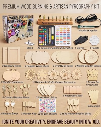 BIAJIYA 100Pc Wood Burning Kit for Adults, Beginners Woodburning Kit - color: Clear-100Pc