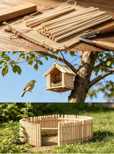 100PCS 1/8 x 6 Inch Dowel Rods Wood Sticks Wooden Dowel Rods - Unfinished Natural Wood Craft Dowel Rods - for Crafts and DIY