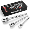WORKPRO 3-Piece Ratchet Set, 1/4", 3/8", 1/2" Drive, 72-Tooth - size: combo kit(1/4,3/8,1/2)