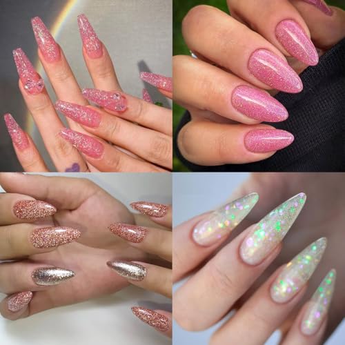 Fcozpjk Poly Gel Nail Kit - Wine Red, Brown & Iridescent Builder Gel - color: 3colors-shiny-glitter