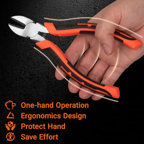 6" Diagonal Cutting Pliers, Heavy Duty Side Cutters, Wire Cutters For Electrical Appliance Repair, Cable, Electronic Production, Industrial Work, Fine Cutting, Model Making Comfort Grip