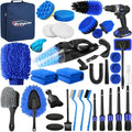 Qydipclin 37Pcs Car Detailing Kit, Car Detailing Brush Set, Car Wash Cleaning Kit, Car Detailing Brushes, Professional Car Care Kit for Interior Exterior Wheels, Blue - size: 37pcs