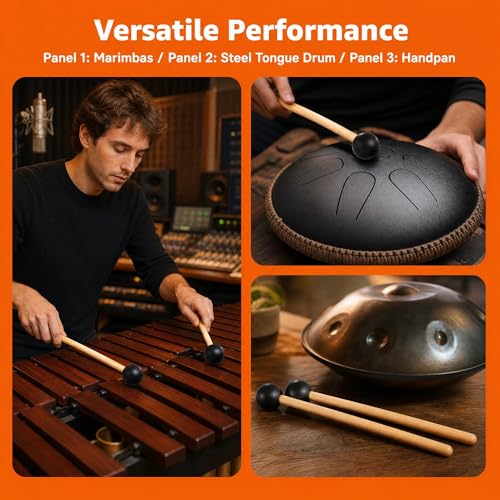 Miwayer Rubber Mallet 8/12.5/15in Drumsticks for Percussion Such as Tongue Drum, Xylophone, Glockenspiel, Handpan (15in) - color: 15in