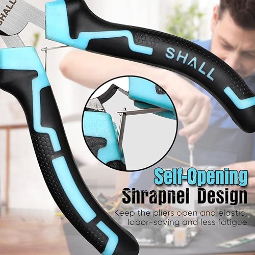 SHALL Mini Pliers Set, 6-Piece Small Pliers Tool Set Includes Needle Nose, Long Nose, Bent Nose, Diagonal, End Cutting and Linesman for Making Crafts, Electronic Repairing & Jewelry with Pouch