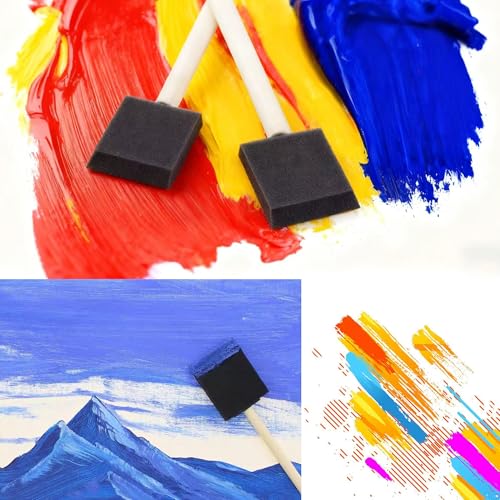 100 Pcs Foam Paint Brushes, 1”and 2”Foam Brush with Wood Handle, Black - color: Black, size: 1",2"