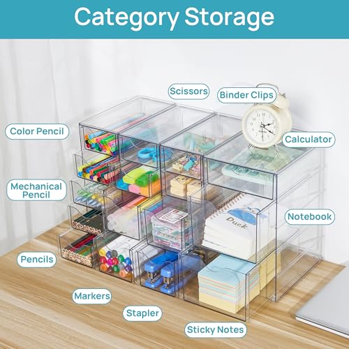 Vtopmart 4 Set Acrylic Desk Organizer with 16 Drawers for Office, Makeup - style: B