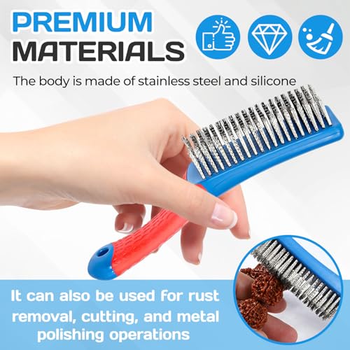 2PCS Wire Brushes,Heavy Duty Stainless Steel Wire Scratch Brush for Cleaning,Metal Wire Brush with Rubber Handle for Rust Removal & Paint Removal (2 Pcs (8-Row + 6-Row)) - color: 2 Pcs (8-row + 6-row)
