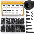 205 Pieces M5 Screws Nuts Washers Set Black, Sutemribor M5 x 8/10/12/16/20/25/30mm Hex Socket Head Cap Screws Nuts Washers Assortment Kit, 12.9 Grade Alloy Steel, Fully Threaded - size: M5 x 8-30mm, style: Socket Head