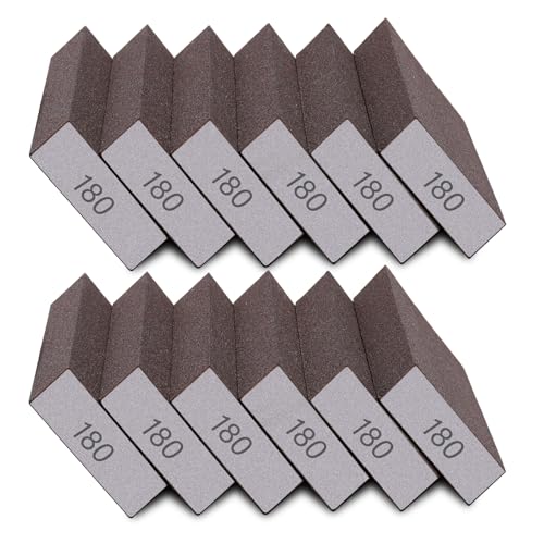 12Pcs Sanding Sponge 180 Grit Fine Sanding Blocks for Drywall Metal Wood Washable and Reusable - size: 12PCS-180 Grit