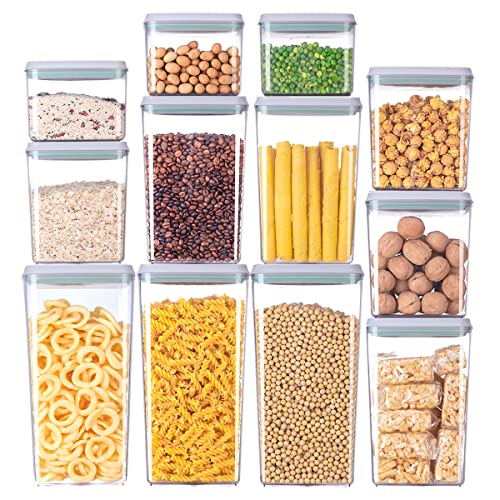 12 Pcs Pop Airtight Food Storage Containers with Lids for Kitchen Pantry Organization Stackable Cereal Snacks Flour Sugar Coffee Spaghetti (1.2, 2.0, 2.7, 3.3qt)*3 - color: 12 Pcs Set