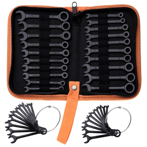 Mini Wrench Set Metric and SAE 20 PCS, 4-11mm & 5/32"-7/16", Black - style: Metric & SAE(Black)