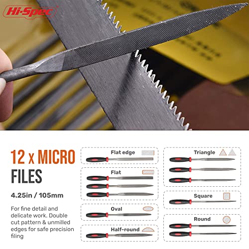 Hi-Spec Metal Hand & Needle File Tool Kit Half-Round Round & Triangle Files - size: 17 pieces