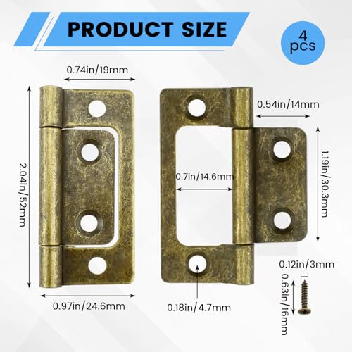 SDTC Tech 4-Pack Non-Mortise Door Hinges Bifold Butt Cabinet Hinges Bronze - color: Bronze