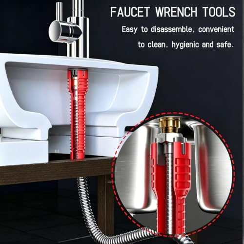 14-In-1 Multi-Functional Sink Wrench,Under Sink Wrench Faucet Tool,Faucet Wrench,Anti-Slip Faucet Wrench Tool,For Sink, Bathroom & Kitchen Plumbing, Faucet Installation, Plumbing Repair Kit