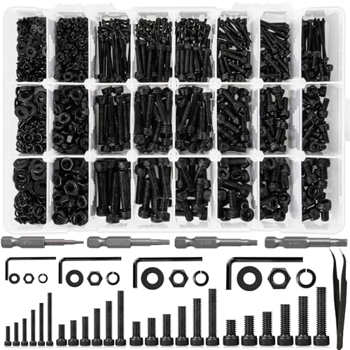 M2 M3 M4 M5 Hex Socket Bolt & Nut Assortment Kit, 1574Pcs - size: H. M2 M3 M4 M5