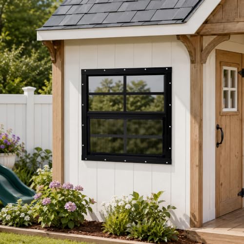 2 Pack Shed Windows, Chicken Coop Windows, 30" x 30" Black - color: Black, size: 30" x 30"