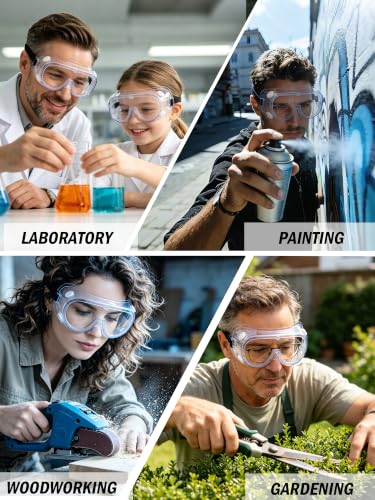 Safety Goggles Over Glasses, Anti Fog Protective Eyewear for Lab - color: White