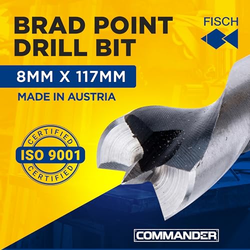 Premium Brad Point Drill Bit - High-Accuracy Woodworking Size: 8mm x 117mm - size: 8 mm x 117 mm (Pack of 1)
