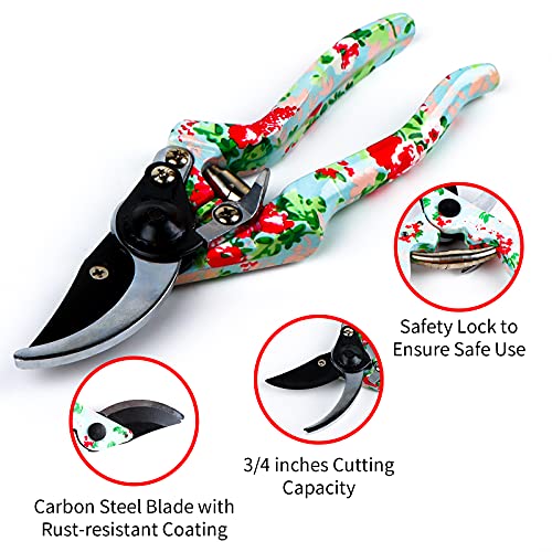 Womens Gardening Gifts Set - Floral Gardening Tools with Tote Bag - Gifts for Mom, Girlfriend or Women - Birthday, Christmas (Blue) - color: Blue