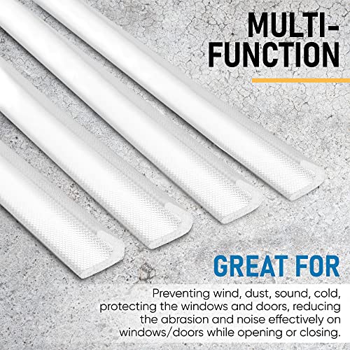 Adhesive V Shape Weatherstrip, Weather Stripping Door Seal Strip Foam Door Frame Insulation Side Jamb Bottom Groove Gap Filler Soundproof V Weatherstripping (White, 1/2 in x 1/2 in x 26 Ft) - color: White