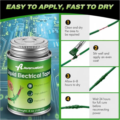 Liquid Electrical Tape 4oz Waterproof Liquid Tape Electrical Insulating Glue with Brush Cap, High Temperature Resistant Flexible Rubber Coating for Wires Cables, Plug, Automotive(Green) - color: Green