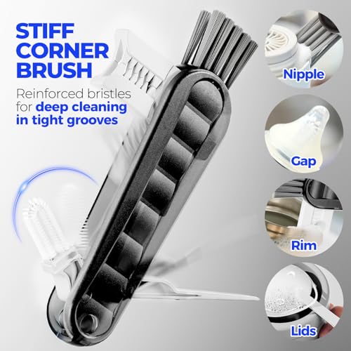Holikme 6 Pack Bottle Brush 14" Stainless Steel Straw Cleaner Brush,Black - color: Black, size: 6Pack