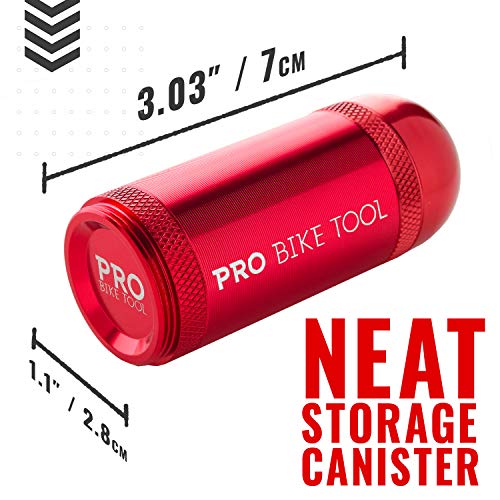 PRO Bike Tool Tubeless Bike Tyre Repair Kit – for MTB and Road Bicycle Tyres – Fix a Puncture or Flat, Fast – Tackle Set Includes Storage Canister, Plugger Tool and Plugs - color: Red