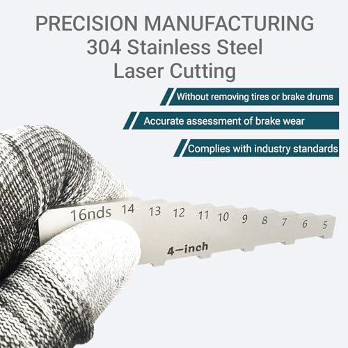 The 4" Brake Pad Measuring Tool,Brake Drum Wear Detection Gauge in 16nds - size: 4"-16nds