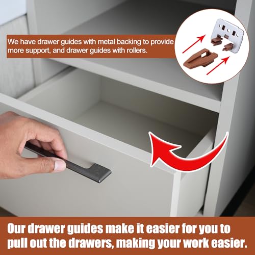 5 Sets Drawer Guide Glide for Kenlin Rite-Trak II #168, Stop & Metal Backing Drawer Slides with Screws Plastic Drawer Track Guide Replacement Repair Kit for Center Mount Drawer Dresser Nightstand