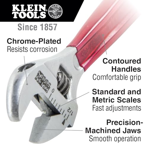 Klein Tools 507-12 Adjustable Wrench, Extra Capacity Jaw Forged Drive Wrench with High Polish Chrome Finish, 12-Inch - size: 12-Inch