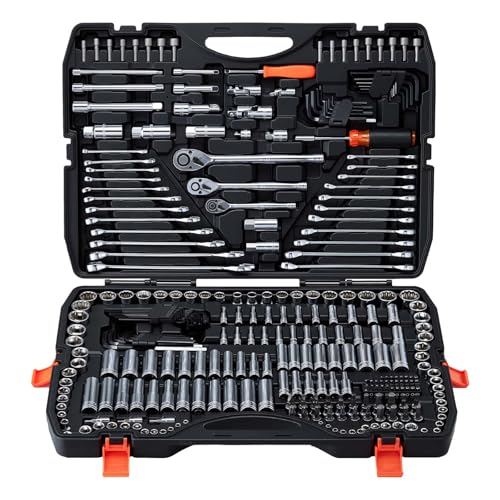 VEVOR Mechanics Tool Set, 308-Piece Mechanic Tool Kit, 1/4 in, 3/8 in, and 1/2 in Drive, SAE and Metric Socket Set, Wrenches, Screwdriver Bits, Accessories, and Storage Case, for Automotive Repair - size: 308-PCS