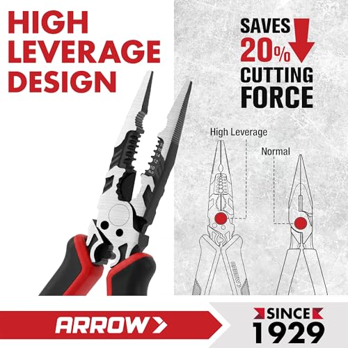 ARROW 6-in-1 Needle Nose Pliers, 8" Multipurpose Long Nose Pliers