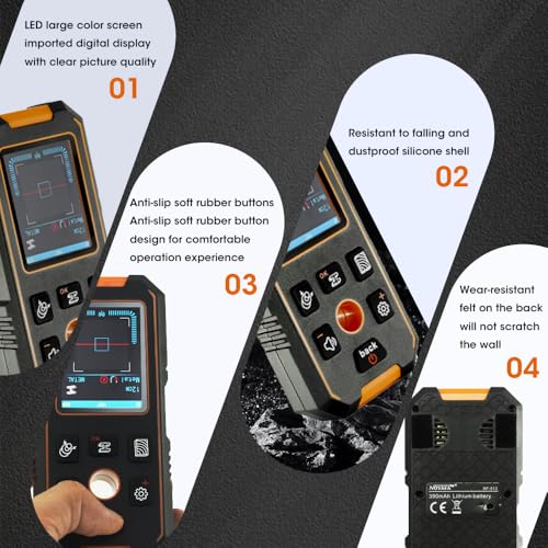 3 in 1 Stud Finder Wall ScannerLaser Distance Meter, Multifunctional Rechargeable Stud Detector with Metal, Wood AC Wire, Upgraded Smart Sensor Comes with HD LCD Display - size: NF-513