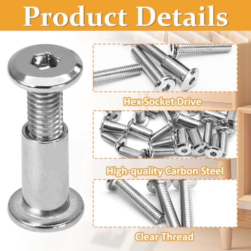 Biaungdo M6x16mm Silver Hex Drive Socket Cap Bolt, 15 Sets - color: Silver, size: M6x16mm