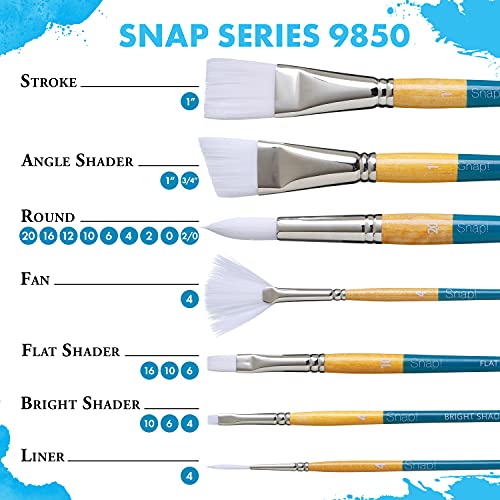 Princeton 9850ST-100 Snap Brush White Taklon Stroke, 1", White - size: Size 1 inch, style: Stroke