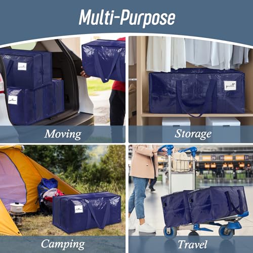 6 Pack Extra Heavy Duty Large Moving Bags with Strong Zipper, Dark Blue - color: Dark Blue, size: 6 Pack