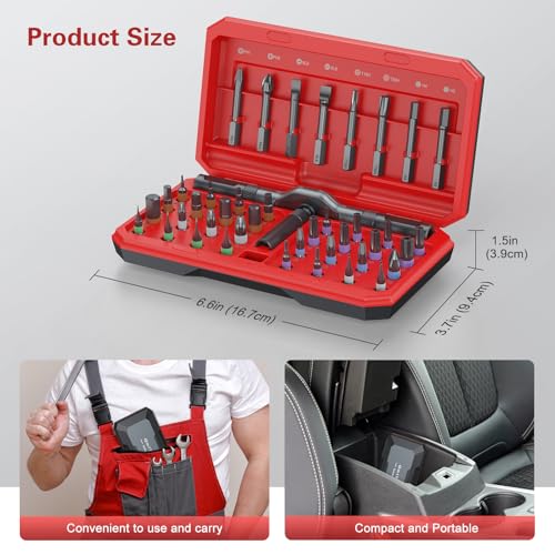 Bomivoi 42 in 1 Magnetic Screwdriver Set, DIY Ratchet Screwdriver Set, Multi Bit Magnetic Drive Set with Detachable Ratchet Handle, Portable Compact Repair Tool Kit for Furniture Computer Bicycle Red - color: Red
