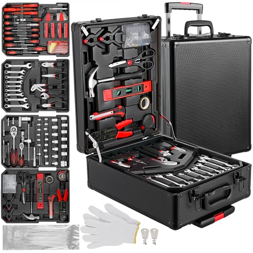 TLGREEN 799-Piece Mechanic Tool Set with Rolling Tool Box, Black - color: Black