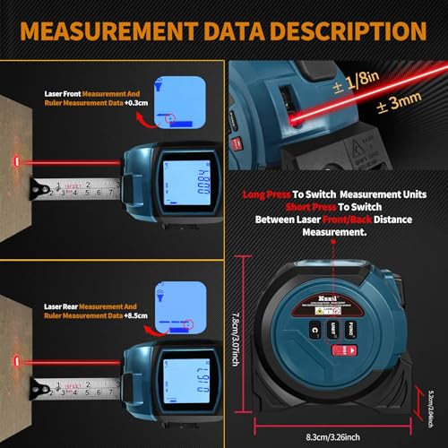 Laser Tape Measure 3 in 1 Laser Rangefinder Tape Measure with AutoLock