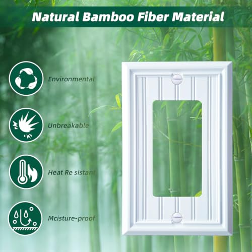 White Natural Material Single Decorator Switch Plate/Outlet Covers(4-Pack) - size: Single Decorator
