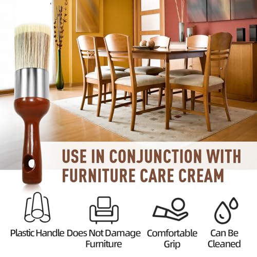 Horse Hair Brush for Leather and Furniture Salve（Long Handle） - size: Large