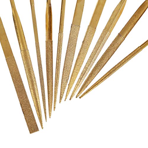 YAKAMOZ 10Pcs Titanium Diamond Needle File Set, 5x180mm Polishing Tool