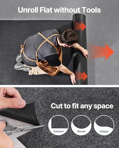 VEVOR Car Garage Mat, 7.4'x17', Shields Against Water, Snow, Rain, Mud, Oil, Durable Slip-Resistant Floor Cover with TPE Leak-Proof Backing, Simple to Maintain & Customizable Size - size: 7.4' x 17'