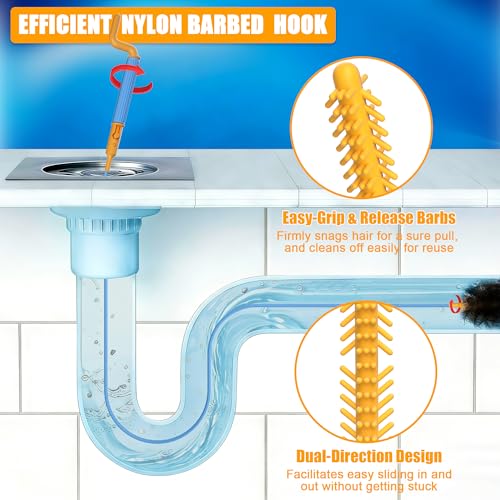 EastLink 30-Inch Drain Snake Hair Drain Clog Remover, Reusable Shower Snake