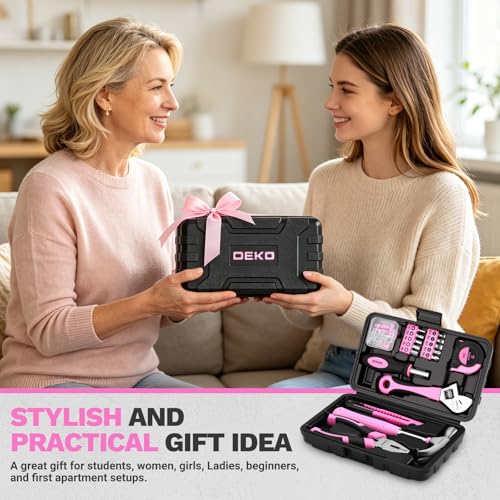DEKOPRO 86PCS Pink Tool Set Household DIY Tool Kit for Women with Storage Toolbox, Small Compact Hand Tool Box Set for Home Use, DIY, Apartment, Office & Home Repair - color: Pink
