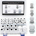 MAKERELE 38pcs NPT Cable Glands Kit Waterproof Strain Relief Connector - color: Grey, size: 38pcs KIT BOX