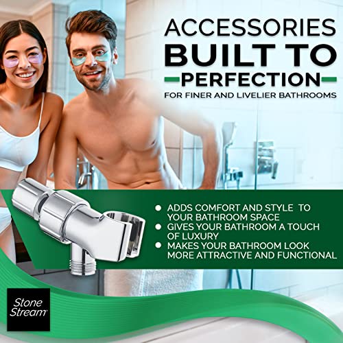 Original StoneStream Adjustable Wall Shower Adapter and Holder for Handheld Showerheads - Chrome - color: Chrome
