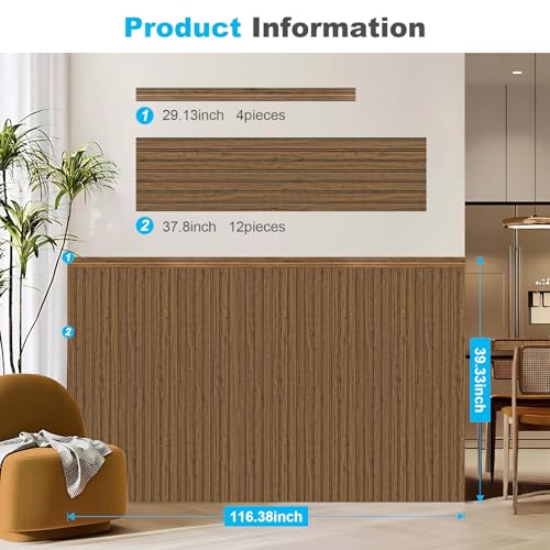 Art3d Beadboard Wainscoting Wall Panel Kit for Wall, 37.8 x 9.84 Inch, Teak | 12-Piece Panels + 4 Edge Trims, 31 Sq.Ft. Coverage, Lightweight, Water-Resistant, Easy to Trim, for Living Room, Bedroom - color: Teak