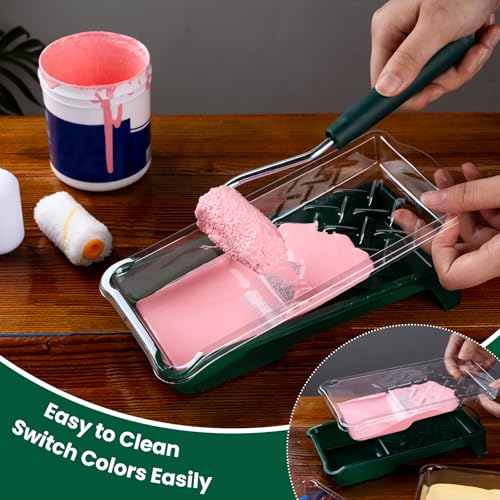 Paint Roller Kit, 12 Pack, 2 Inch Mini Paint Roller with Trays